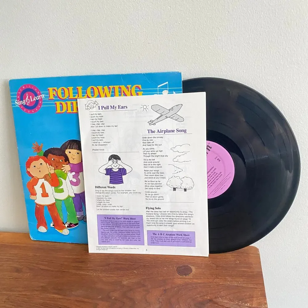 Vintage 1987 Following Directions Sing & Learn Vinyl Record